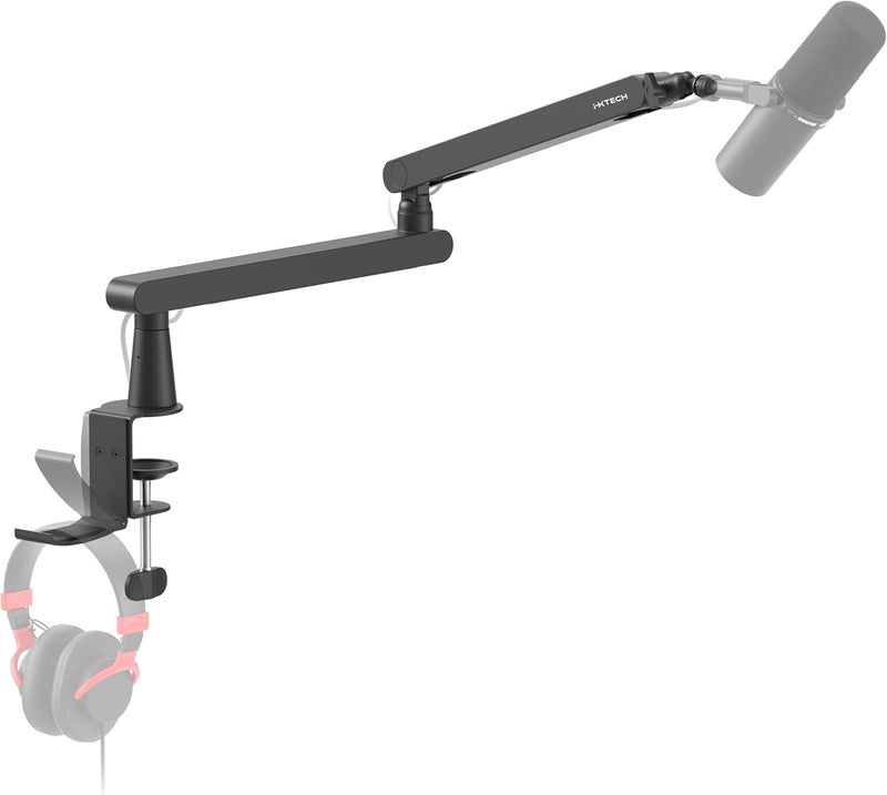 i-XTECH Mic Boom Arm Stand LP Microphone Stand Low Profile Microphone Arm Adjustable for Blue Yeti Shure Sm7b Hyperx QuadCast Rode Fifine and At2020 360° Mic Arm for Gaming Podcasting. - Image 1